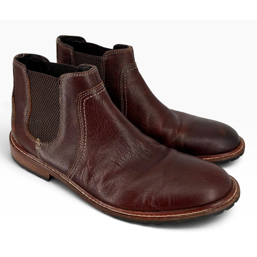 Johnston & Murphy Chelsea Boots Men 9M Brown Good Leather Lug Sole 59-3332